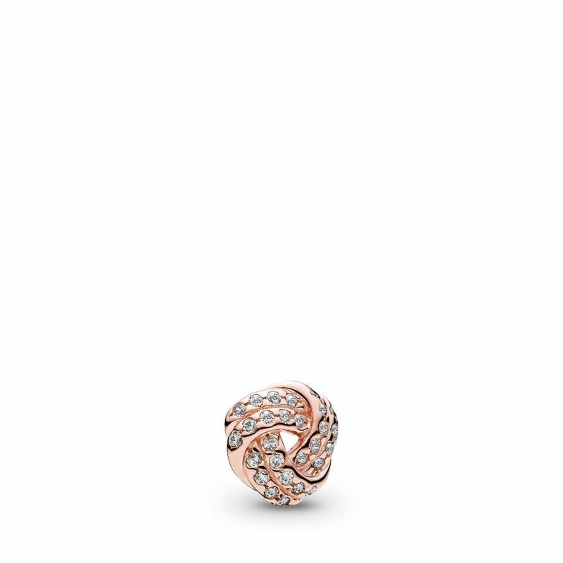 Pandora Rose™ Sparkling Love Knot Petite Locket Charm - Pandora Rose/Cubic Zirconia - Canada | BH965